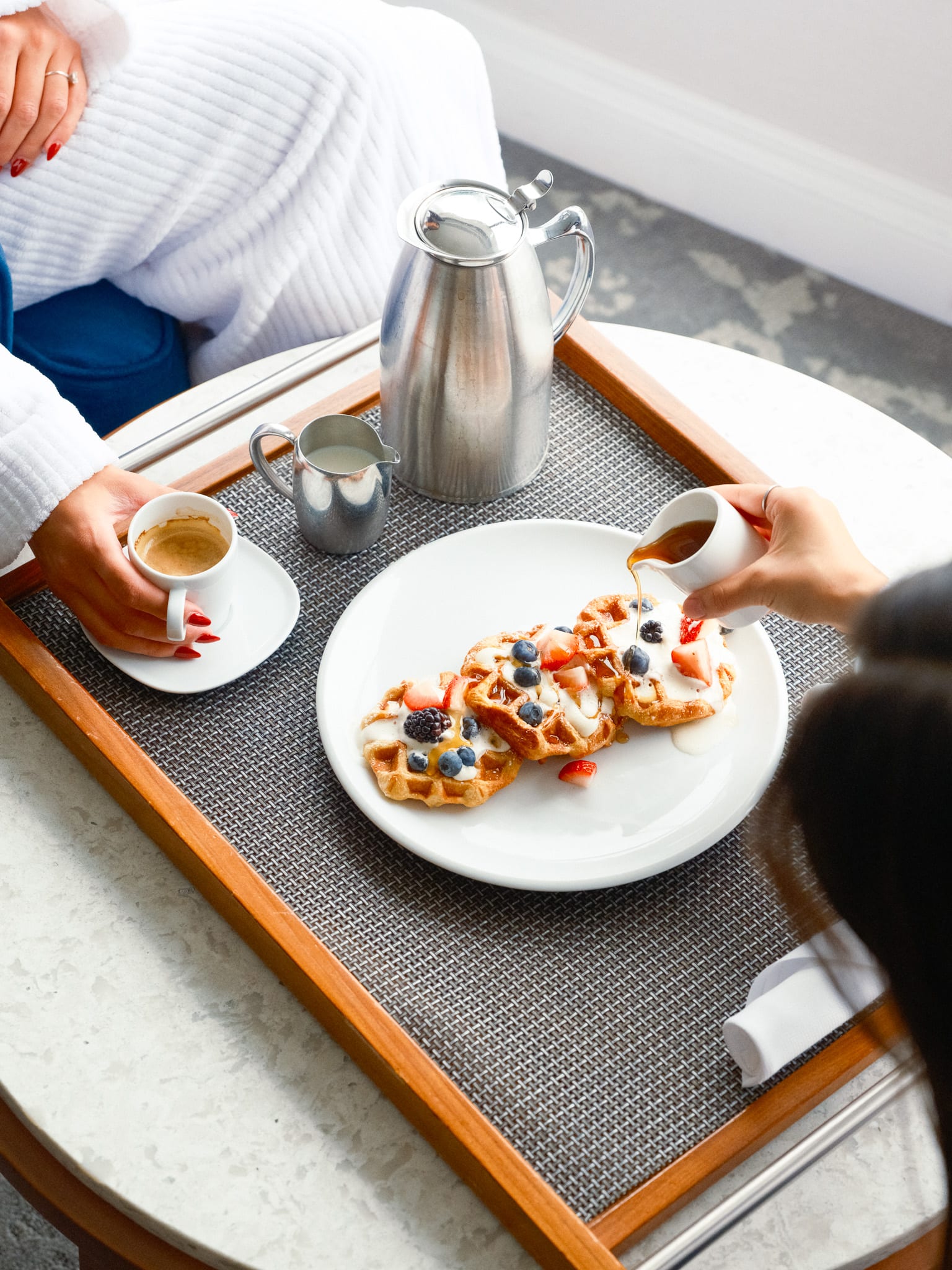 In-room breakfast service at The Sutton Place