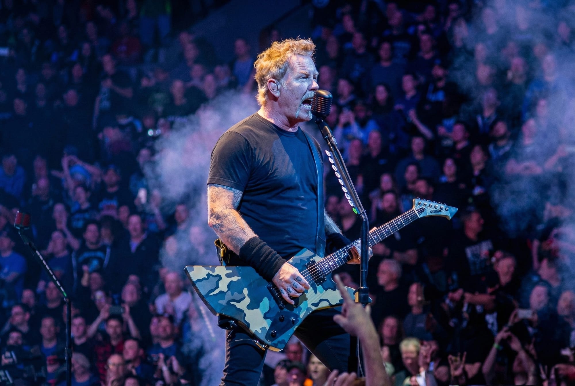Metallica performing live, opening frame