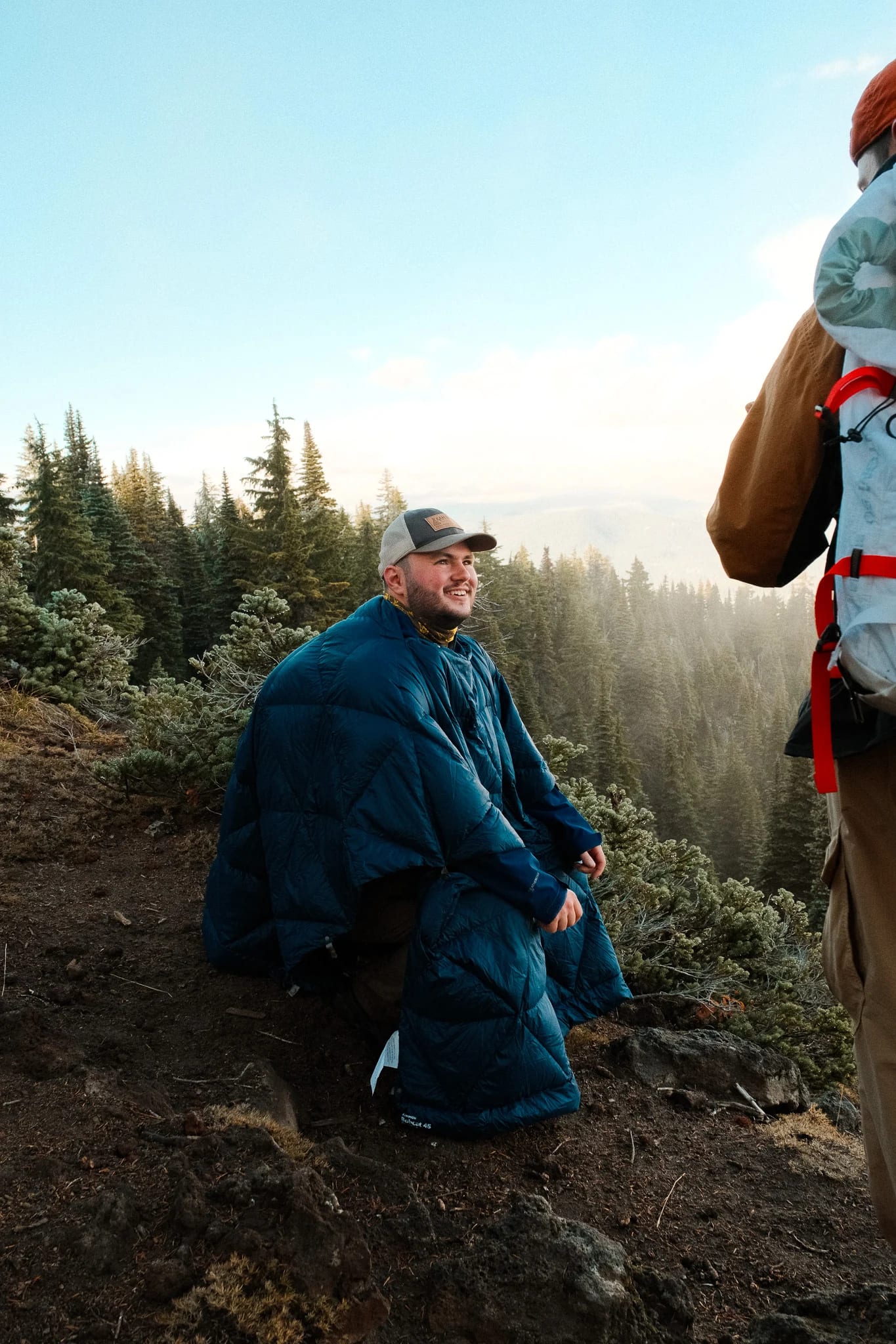 Hikers resting at a mountain viewpoint