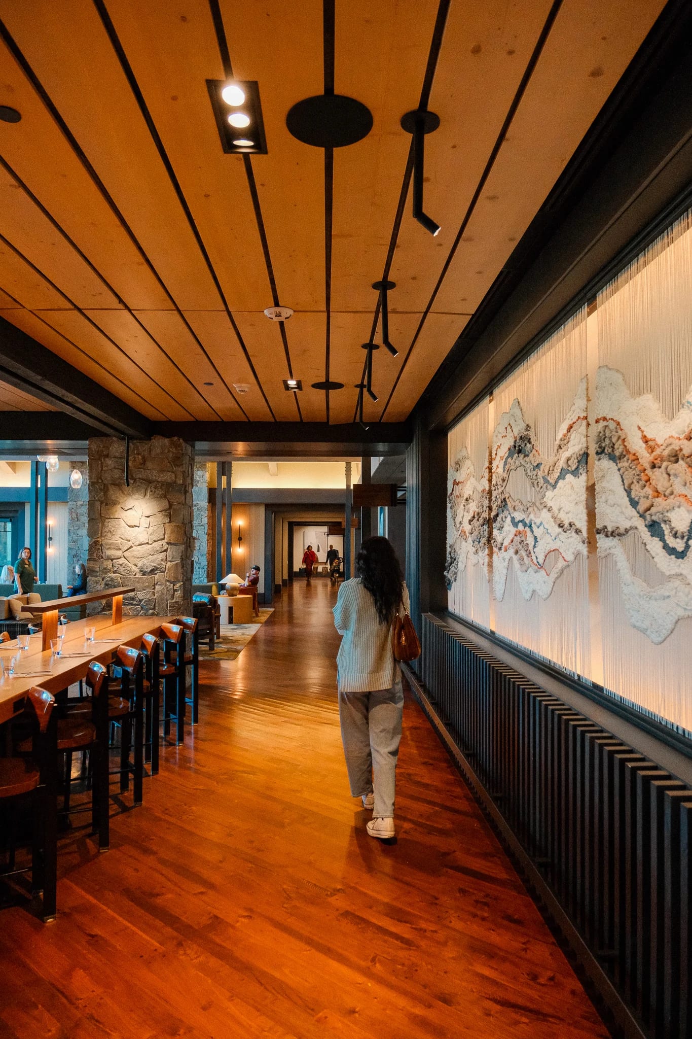 Warm timber dining room at Suncadia
