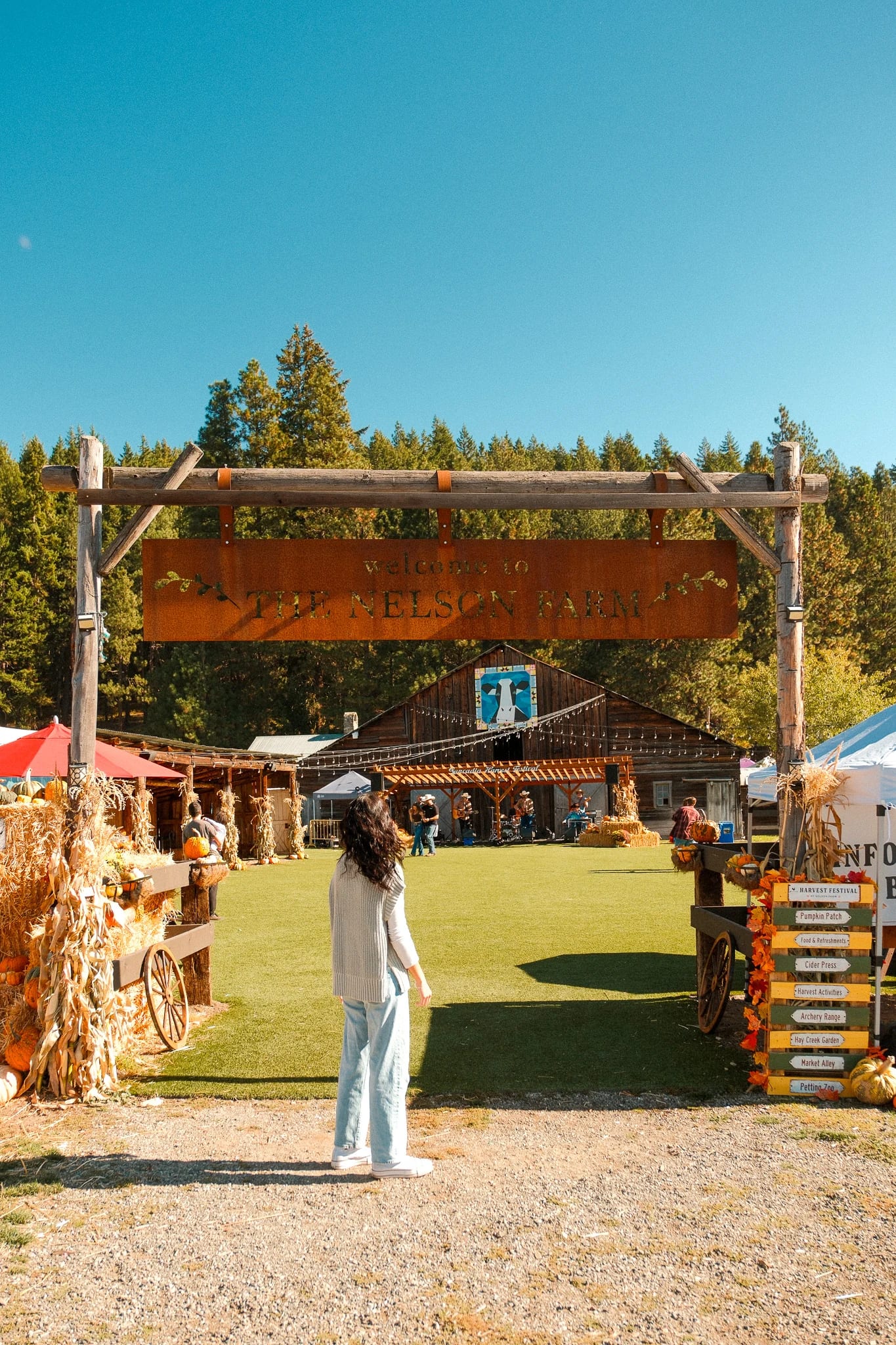 Guest walking through the harvest festival entrance