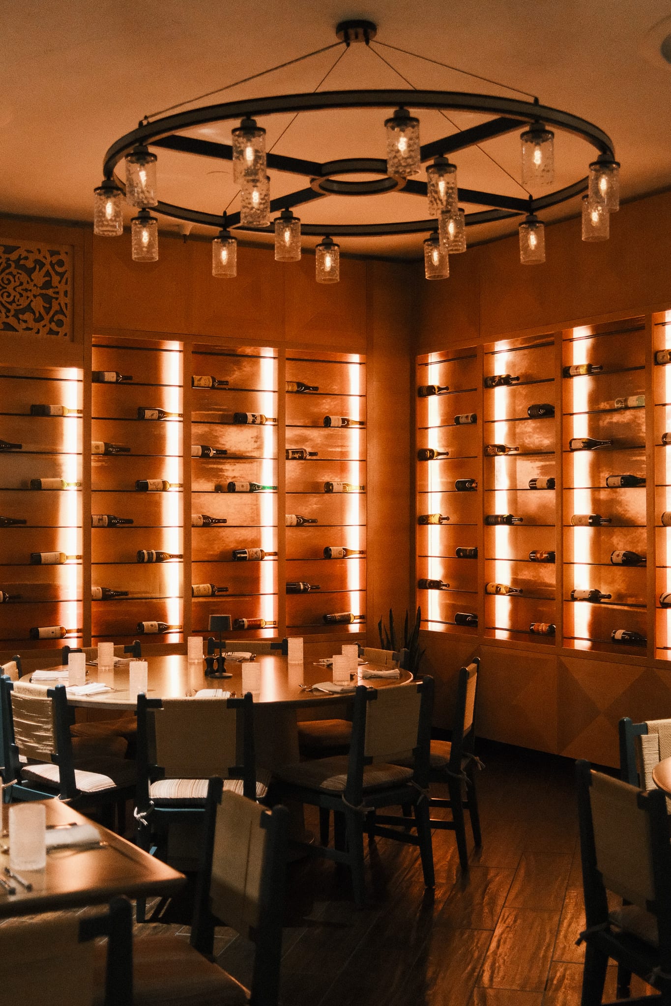 Warmly lit dining and wine space at Scottsdale Resort and Spa
