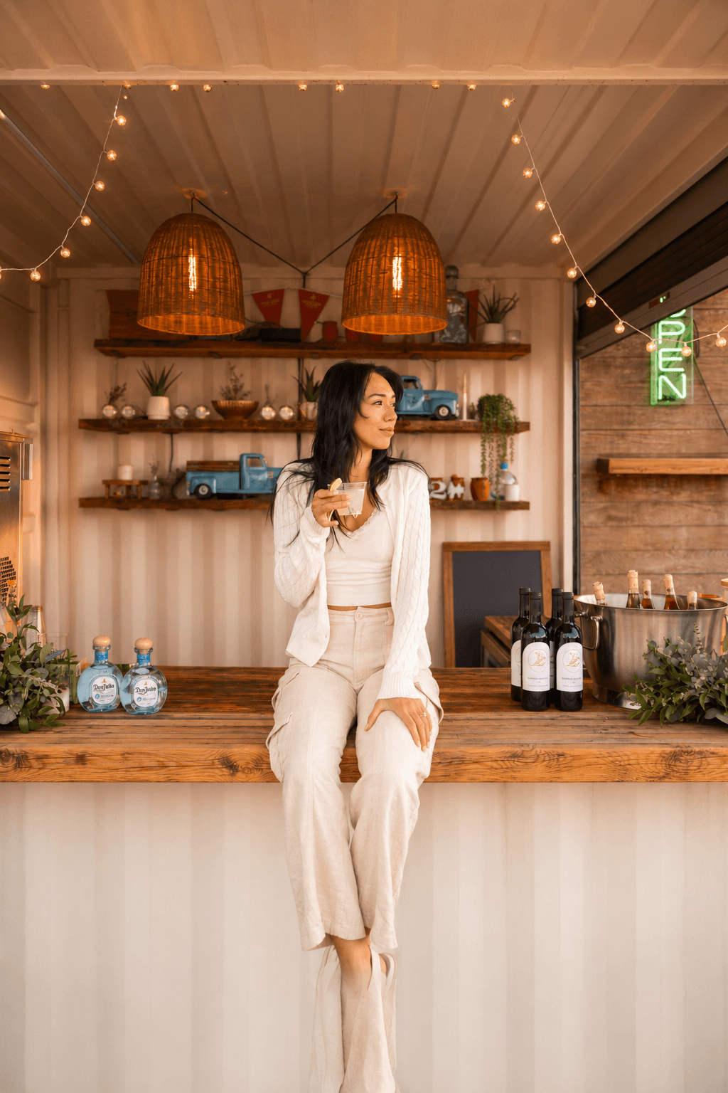 Guest enjoying a drink at Sage Cliff Resort